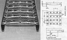 Profile drawing of grating metal planks. Perforated type made by roll forming machine.